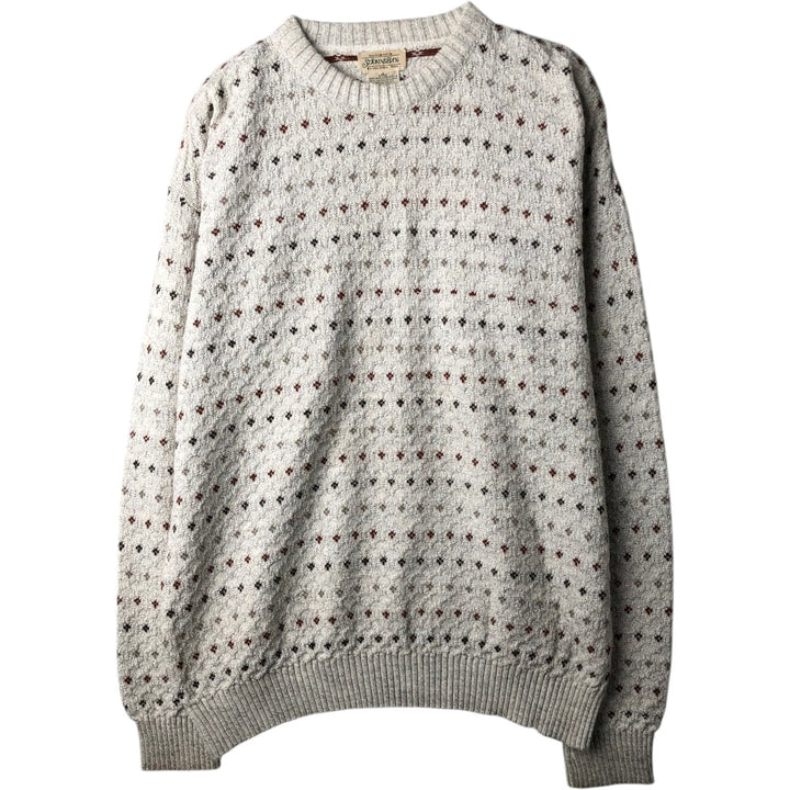 1990'S St. John's Bay Birdseye Pattern Cotton x Acrylic Knit Sweater, Men's Size L (approx.), Vintage acrylic ivory Vintage Second Hand