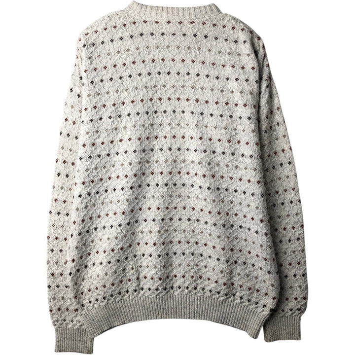 1990'S St. John's Bay Birdseye Pattern Cotton x Acrylic Knit Sweater, Men's Size L (approx.), Vintage acrylic ivory Vintage Second Hand