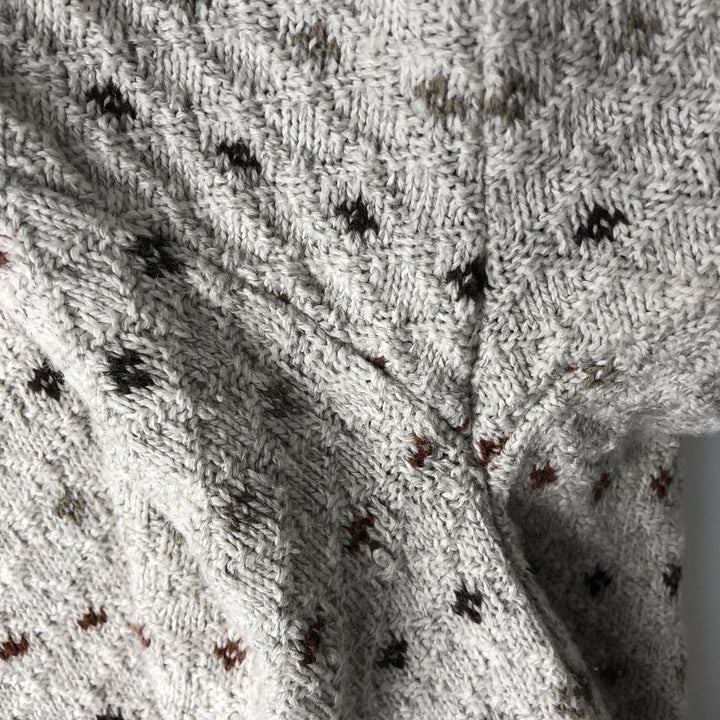 1990'S St. John's Bay Birdseye Pattern Cotton x Acrylic Knit Sweater, Men's Size L (approx.), Vintage acrylic ivory Vintage Second Hand