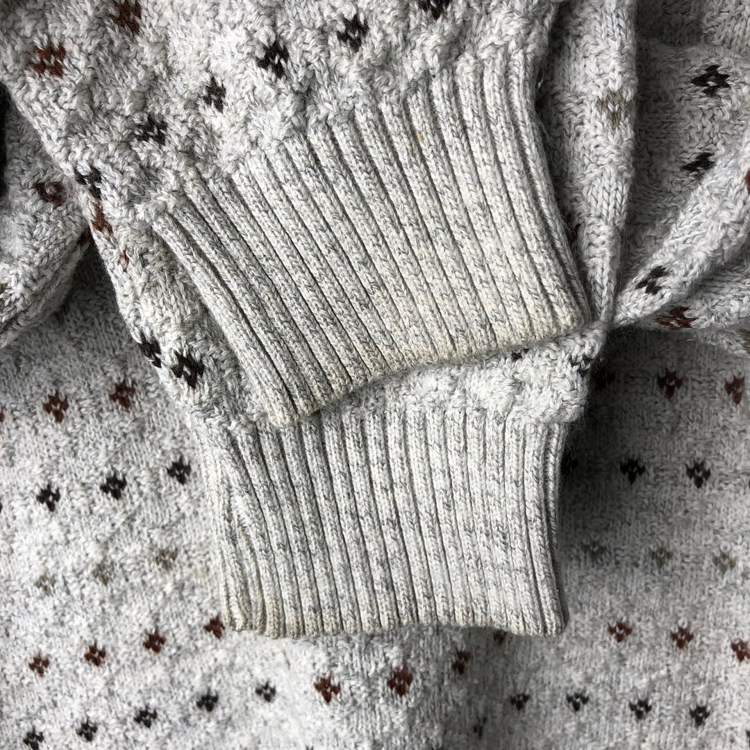 1990'S St. John's Bay Birdseye Pattern Cotton x Acrylic Knit Sweater, Men's Size L (approx.), Vintage acrylic ivory Vintage Second Hand