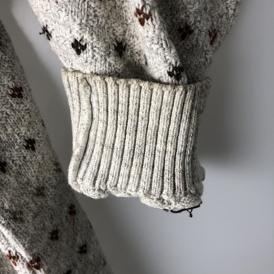 1990'S St. John's Bay Birdseye Pattern Cotton x Acrylic Knit Sweater, Men's Size L (approx.), Vintage acrylic ivory Vintage Second Hand