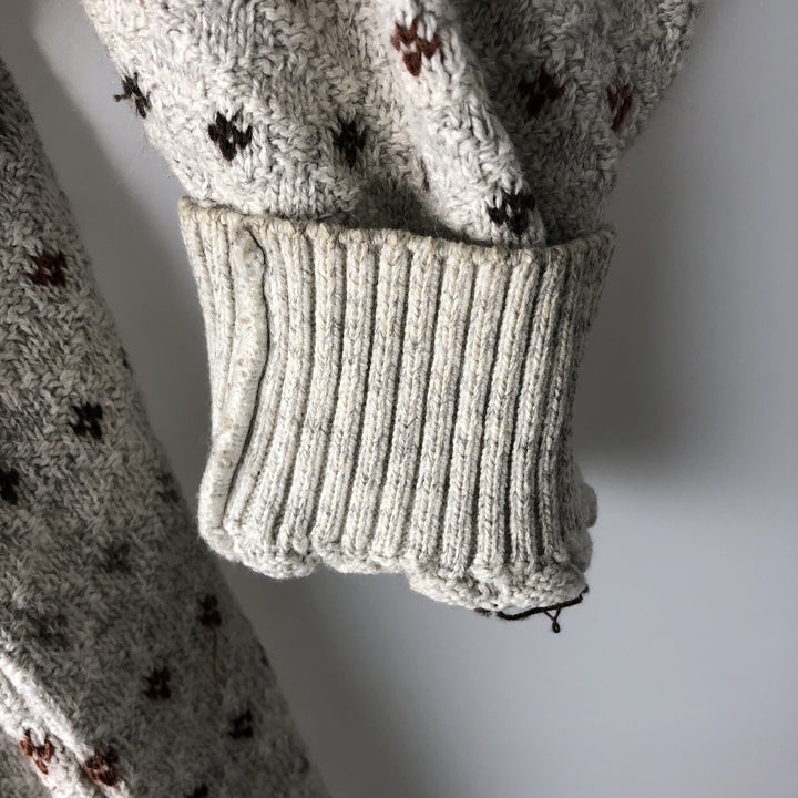 1990'S St. John's Bay Birdseye Pattern Cotton x Acrylic Knit Sweater, Men's Size L (approx.), Vintage acrylic ivory Vintage Second Hand