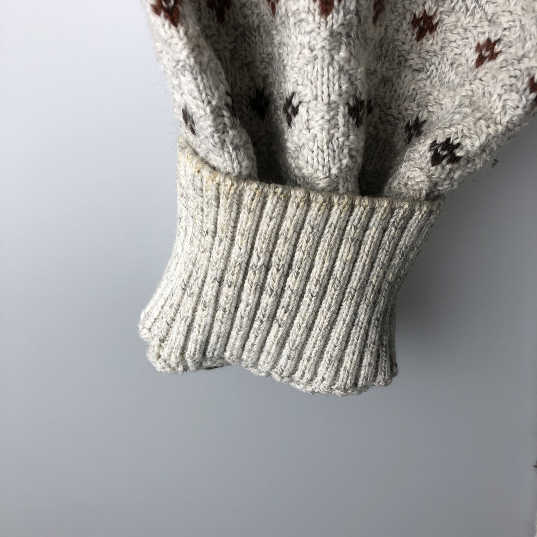 1990'S St. John's Bay Birdseye Pattern Cotton x Acrylic Knit Sweater, Men's Size L (approx.), Vintage acrylic ivory Vintage Second Hand