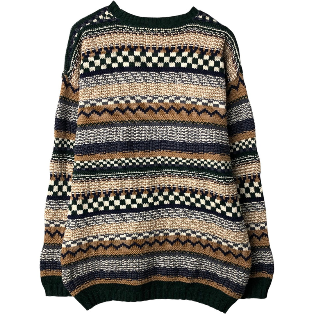 Eddie Bauer all-over print cotton knit sweater, made in the USA, men's size M. cotton Green type dark green Vintage Second Hand