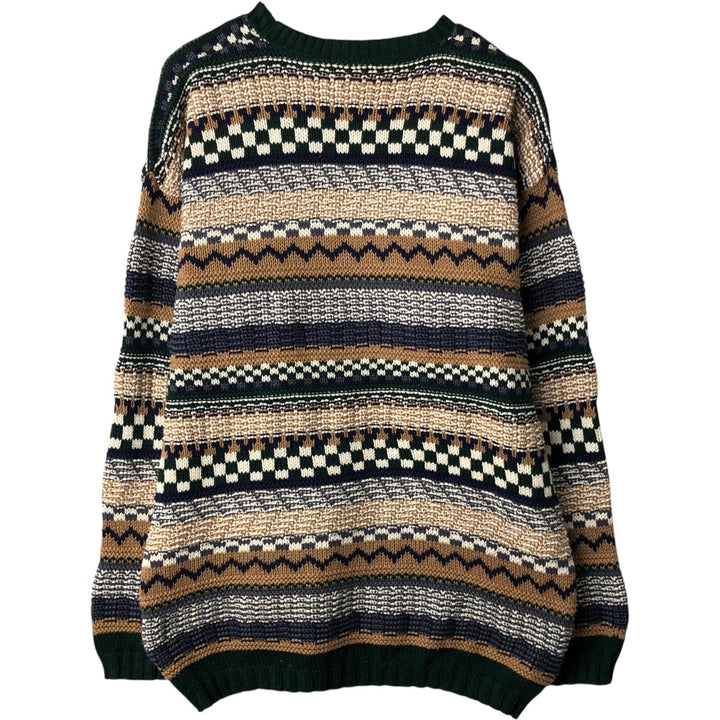 Eddie Bauer all-over print cotton knit sweater, made in the USA, men's size M. cotton Green type dark green Vintage Second Hand