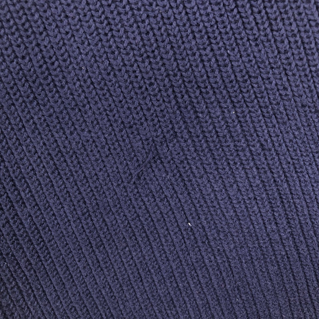 1990'S Lands' End Henley Neck Cotton Knit Sweater, Made in USA, Men's Size L (approx.), Vintage cotton navy blue type Vintage Second Hand