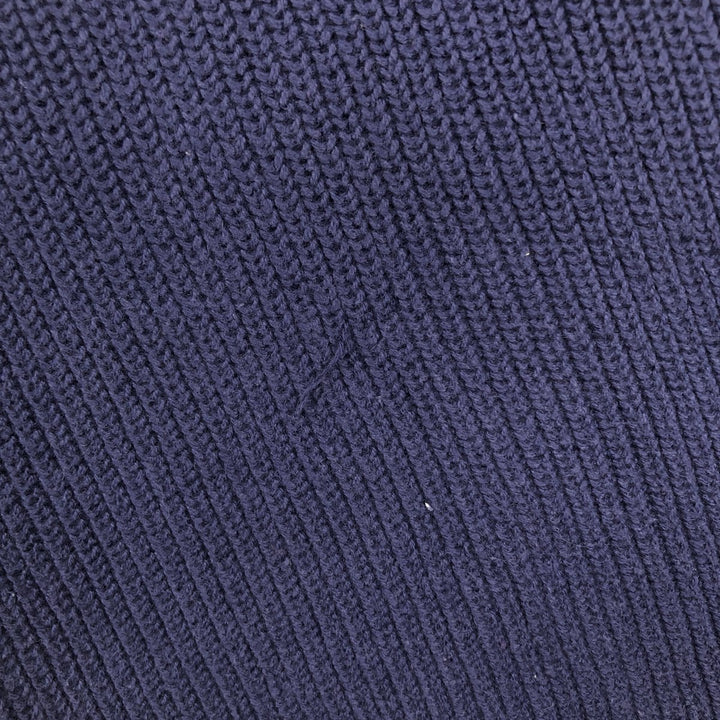 1990'S Lands' End Henley Neck Cotton Knit Sweater, Made in USA, Men's Size L (approx.), Vintage cotton navy blue type Vintage Second Hand