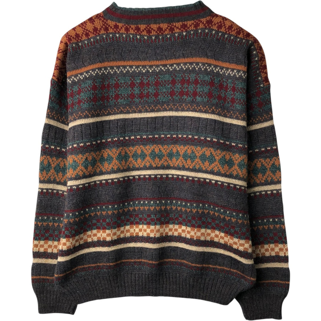 ~90'S BRESCI all-over print alpaca blend acrylic knit sweater, made in Italy, men's size M equivalent, vintage. acrylic gray type Vintage Second Hand