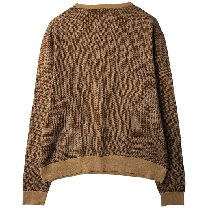 Ralph Lauren POLO by Ralph Lauren herringbone cotton knit sweater, men's size L equivalent, vintage. cotton beige type brown Vintage Second Hand