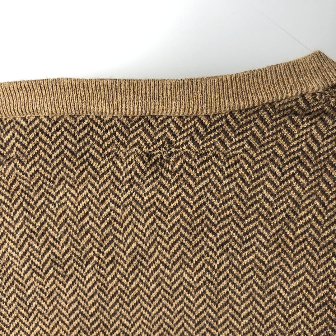Ralph Lauren POLO by Ralph Lauren herringbone cotton knit sweater, men's size L equivalent, vintage. cotton beige type brown Vintage Second Hand
