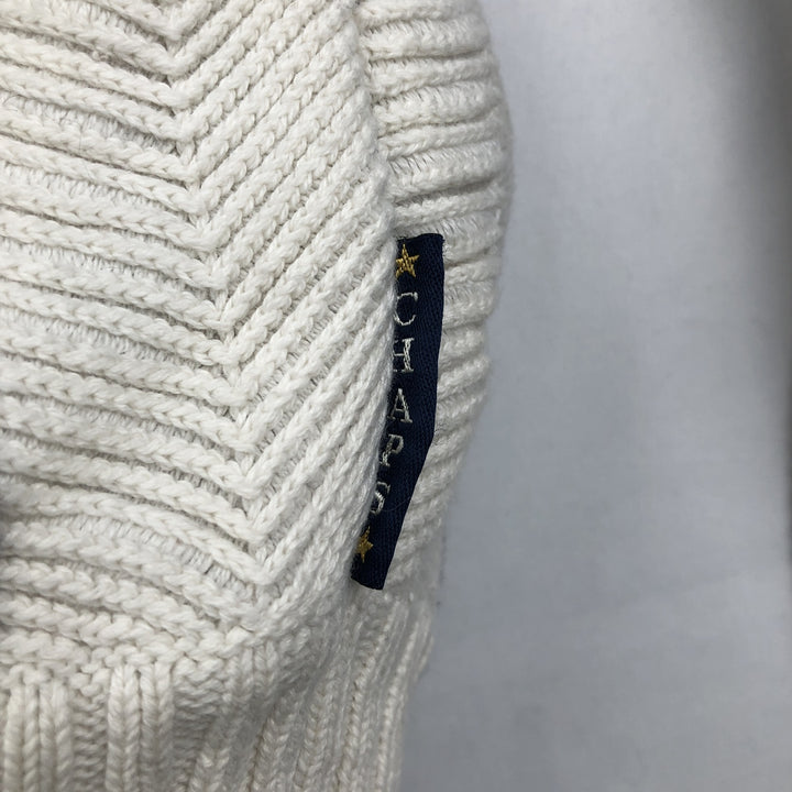 Ralph Lauren CHAPS Stripe Pattern Herringbone Cotton Knit Sweater, Men's Size M (approx.) cotton white type Vintage Second Hand