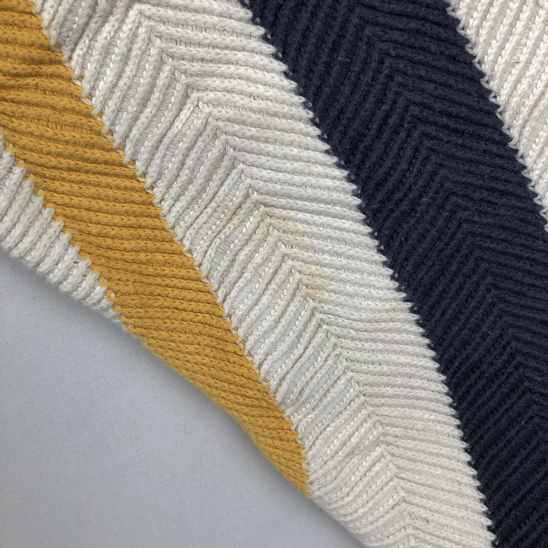 Ralph Lauren CHAPS Stripe Pattern Herringbone Cotton Knit Sweater, Men's Size M (approx.) cotton white type Vintage Second Hand