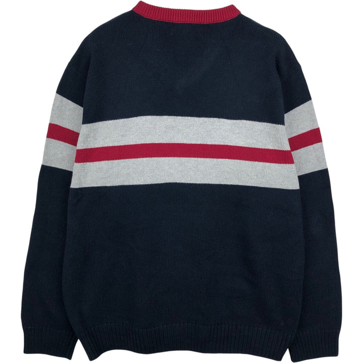 Ralph Lauren Chaps V-neck cotton knit sweater, size M, men's cotton navy blue type Vintage Second Hand