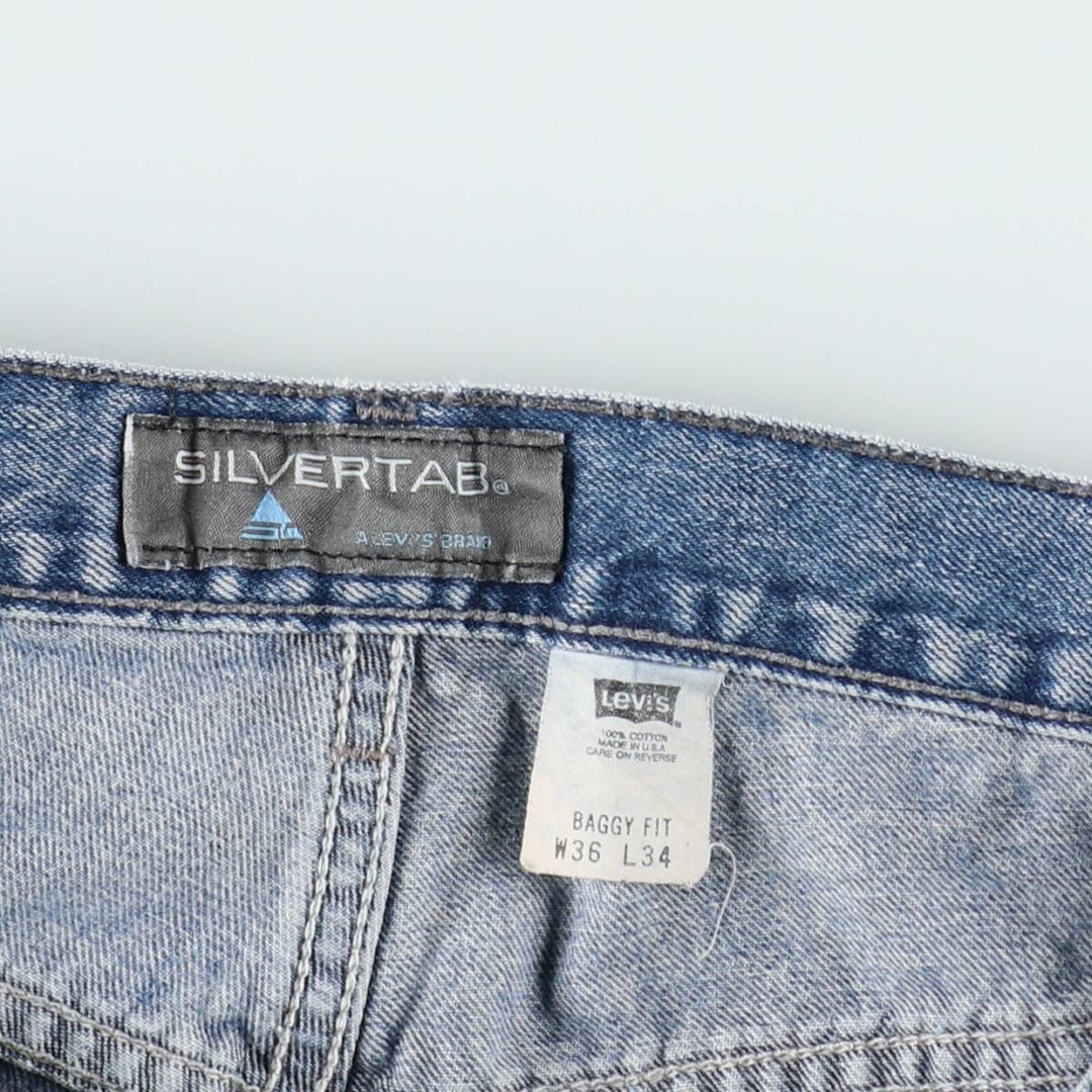 Levi's SILVER TAB BAGGY FIT Wide Denim Pants, Made in USA, Men's W36 (approx.) cotton Blue type light blue Vintage Second Hand