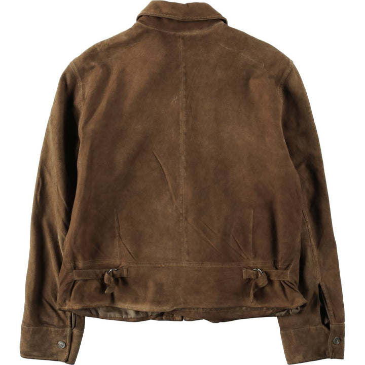 Ralph Lauren suede leather jacket, sports jacket, women's size L (approx.) Genuine suede leather brown type Vintage Second Hand