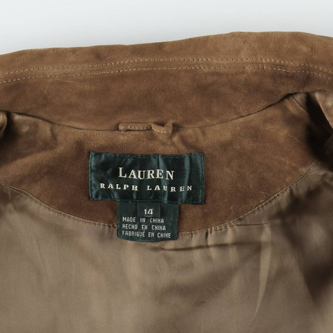 Ralph Lauren suede leather jacket, sports jacket, women's size L (approx.) Genuine suede leather brown type Vintage Second Hand