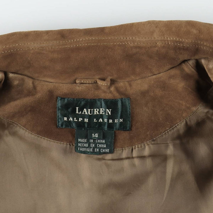 Ralph Lauren suede leather jacket, sports jacket, women's size L (approx.) Genuine suede leather brown type Vintage Second Hand