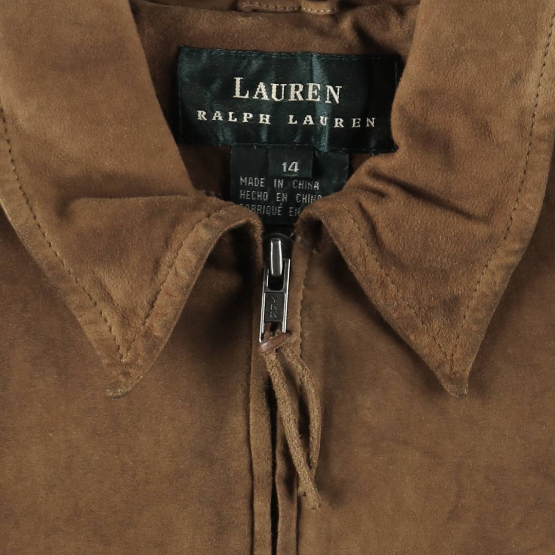 Ralph Lauren suede leather jacket, sports jacket, women's size L (approx.) Genuine suede leather brown type Vintage Second Hand