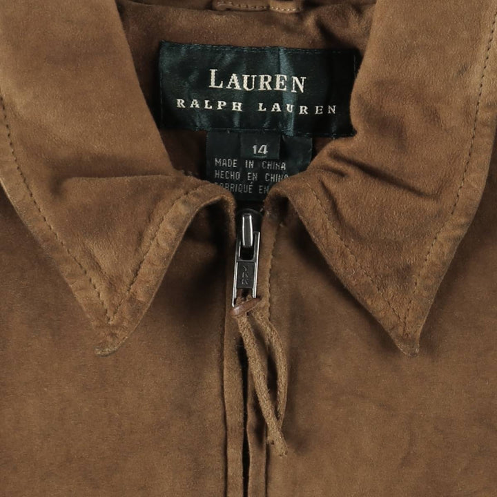 Ralph Lauren suede leather jacket, sports jacket, women's size L (approx.) Genuine suede leather brown type Vintage Second Hand