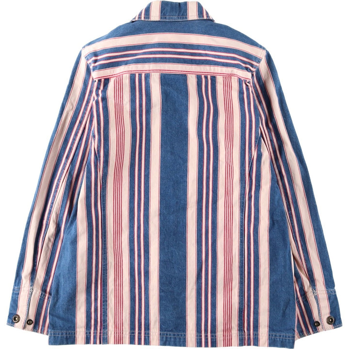 Ralph Lauren LAUREN JEANS COMPANY Multi-stripe Denim Jacket, Women's Size S (approx.) cotton red type Vintage Second Hand