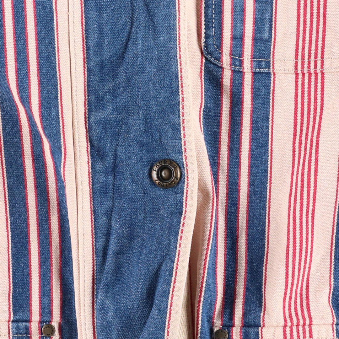 Ralph Lauren LAUREN JEANS COMPANY Multi-stripe Denim Jacket, Women's Size S (approx.) cotton red type Vintage Second Hand