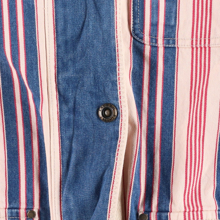 Ralph Lauren LAUREN JEANS COMPANY Multi-stripe Denim Jacket, Women's Size S (approx.) cotton red type Vintage Second Hand
