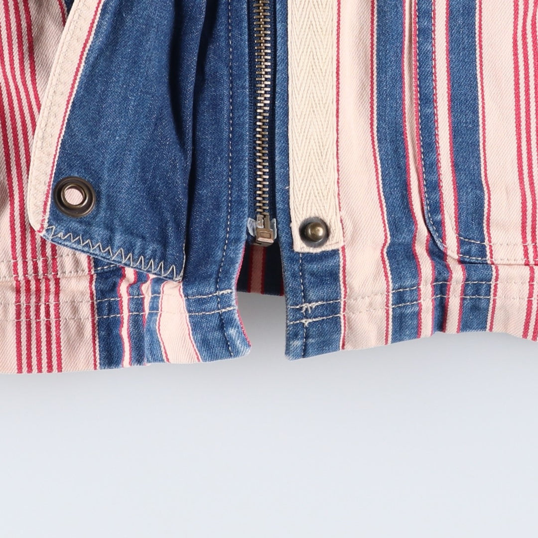 Ralph Lauren LAUREN JEANS COMPANY Multi-stripe Denim Jacket, Women's Size S (approx.) cotton red type Vintage Second Hand