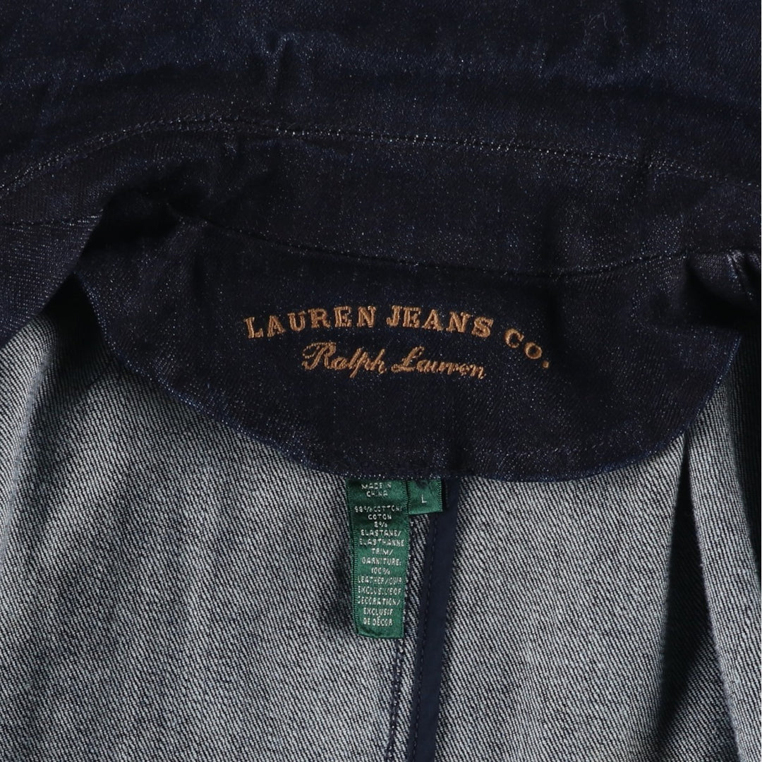 Ralph Lauren LAUREN JEANS COMPANY dark blue denim jacket, women's size L (approx.) cotton navy blue type Vintage Second Hand