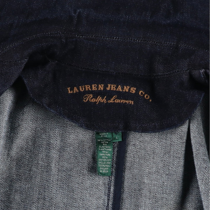 Ralph Lauren LAUREN JEANS COMPANY dark blue denim jacket, women's size L (approx.) cotton navy blue type Vintage Second Hand