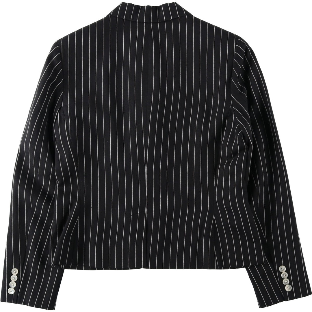 Ralph Lauren LAUREN Stripe Pattern Wool x Linen Tailored Jacket, Women's Size S (approx.) linen black type Vintage Second Hand