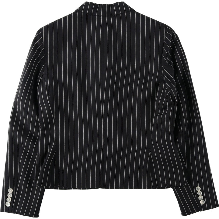 Ralph Lauren LAUREN Stripe Pattern Wool x Linen Tailored Jacket, Women's Size S (approx.) linen black type Vintage Second Hand