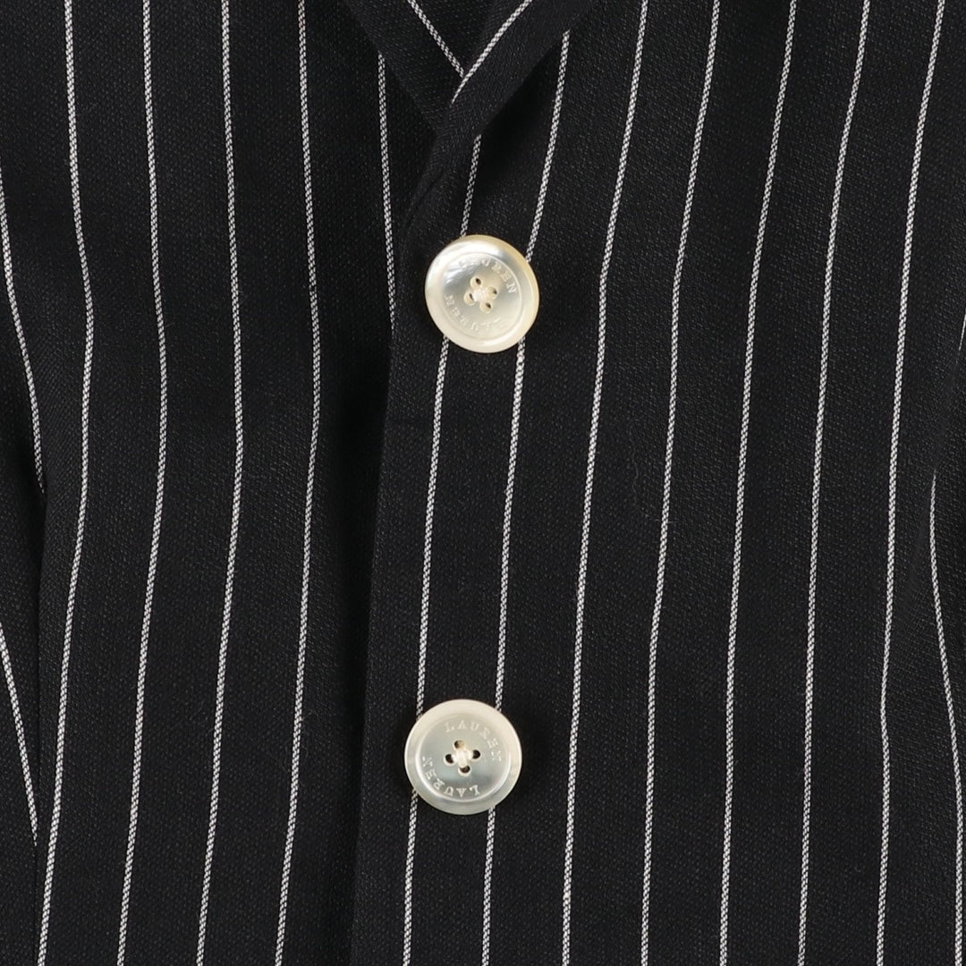Ralph Lauren LAUREN Stripe Pattern Wool x Linen Tailored Jacket, Women's Size S (approx.) linen black type Vintage Second Hand