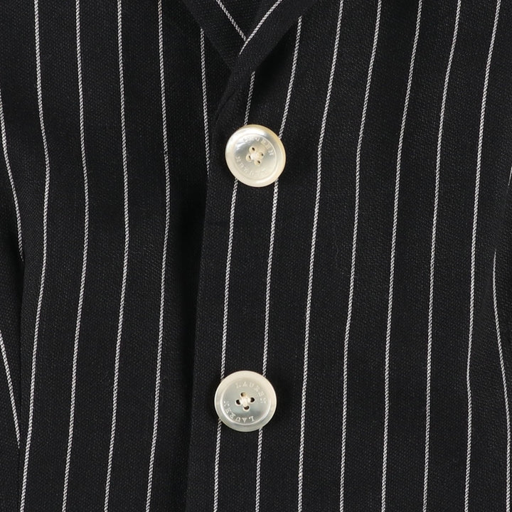 Ralph Lauren LAUREN Stripe Pattern Wool x Linen Tailored Jacket, Women's Size S (approx.) linen black type Vintage Second Hand