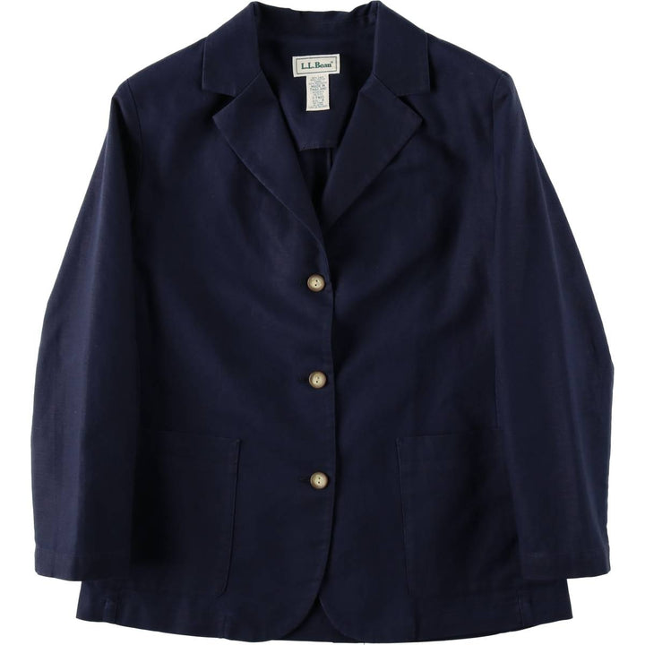 Vintage LLBean cotton x linen tailored jacket from the 90s-00s, women's size M equivalent. linen navy blue type Vintage Second Hand