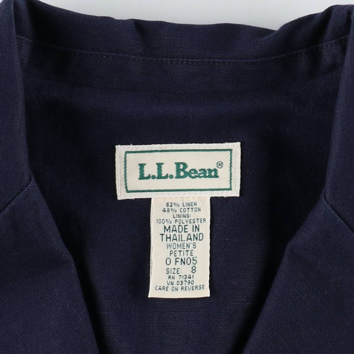 Vintage LLBean cotton x linen tailored jacket from the 90s-00s, women's size M equivalent. linen navy blue type Vintage Second Hand