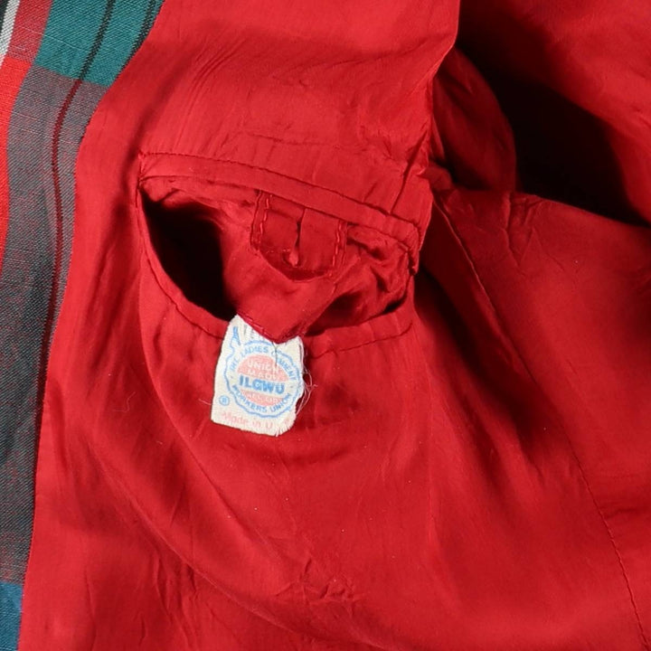 Ralph Lauren Check Pattern Peaked Lapel Double-Breasted Rayon x Linen Tailored Jacket, Made in USA, Women's Size L (approx.) linen red type Vintage Second Hand