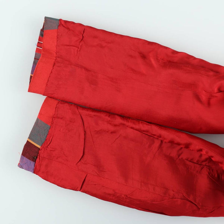 Ralph Lauren Check Pattern Peaked Lapel Double-Breasted Rayon x Linen Tailored Jacket, Made in USA, Women's Size L (approx.) linen red type Vintage Second Hand