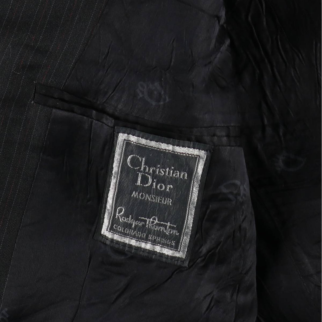 Christian Dior MONSIEUR Stripe Pattern Blazer Tailored Jacket, Made in USA, Women's Size M (approx.) unclear black type Vintage Second Hand