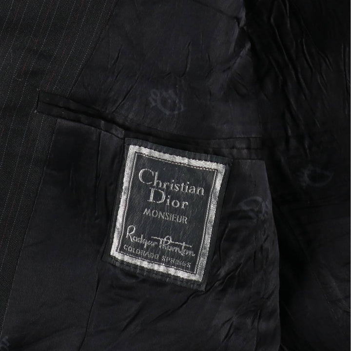 Christian Dior MONSIEUR Stripe Pattern Blazer Tailored Jacket, Made in USA, Women's Size M (approx.) unclear black type Vintage Second Hand