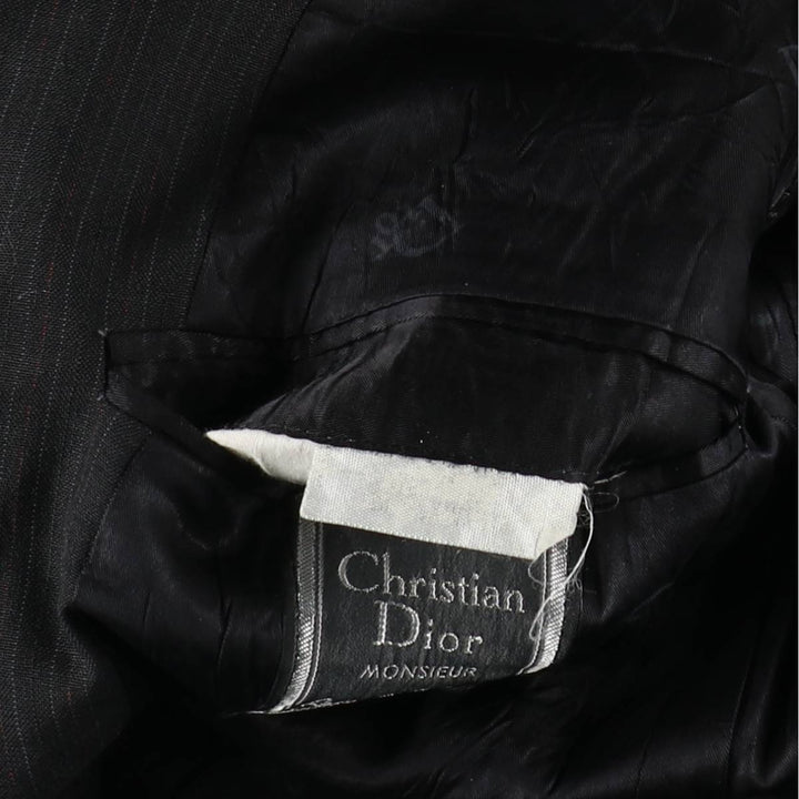 Christian Dior MONSIEUR Stripe Pattern Blazer Tailored Jacket, Made in USA, Women's Size M (approx.) unclear black type Vintage Second Hand
