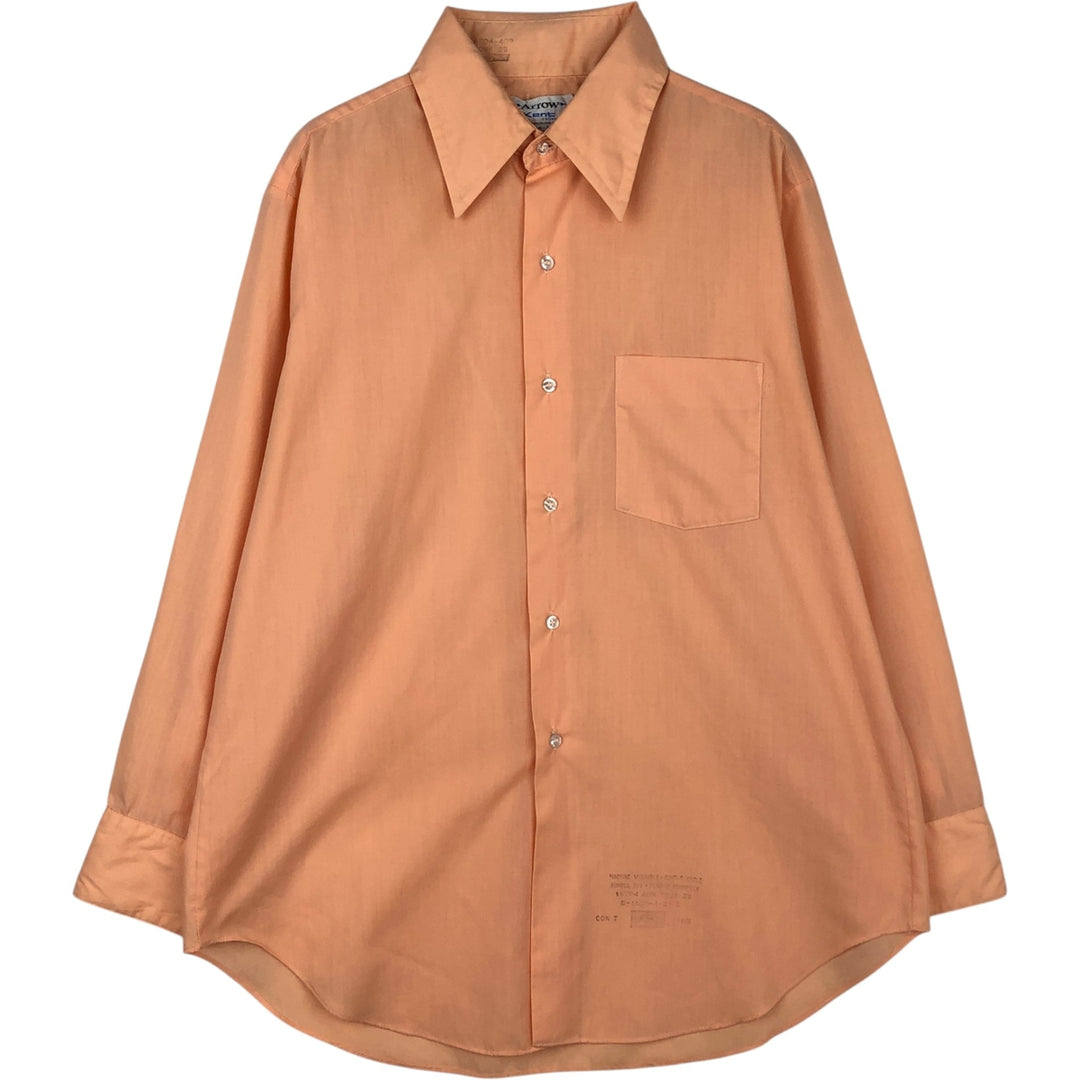 1970'S Arrow Kent Long-Sleeve Polyester Shirt, Made in Canada, Men's Size L (Equivalent), Vintage polyester coral Vintage Second Hand