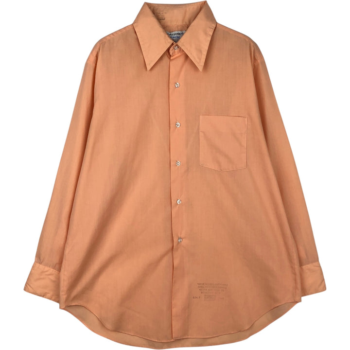 1970'S Arrow Kent Long-Sleeve Polyester Shirt, Made in Canada, Men's Size L (Equivalent), Vintage polyester coral Vintage Second Hand
