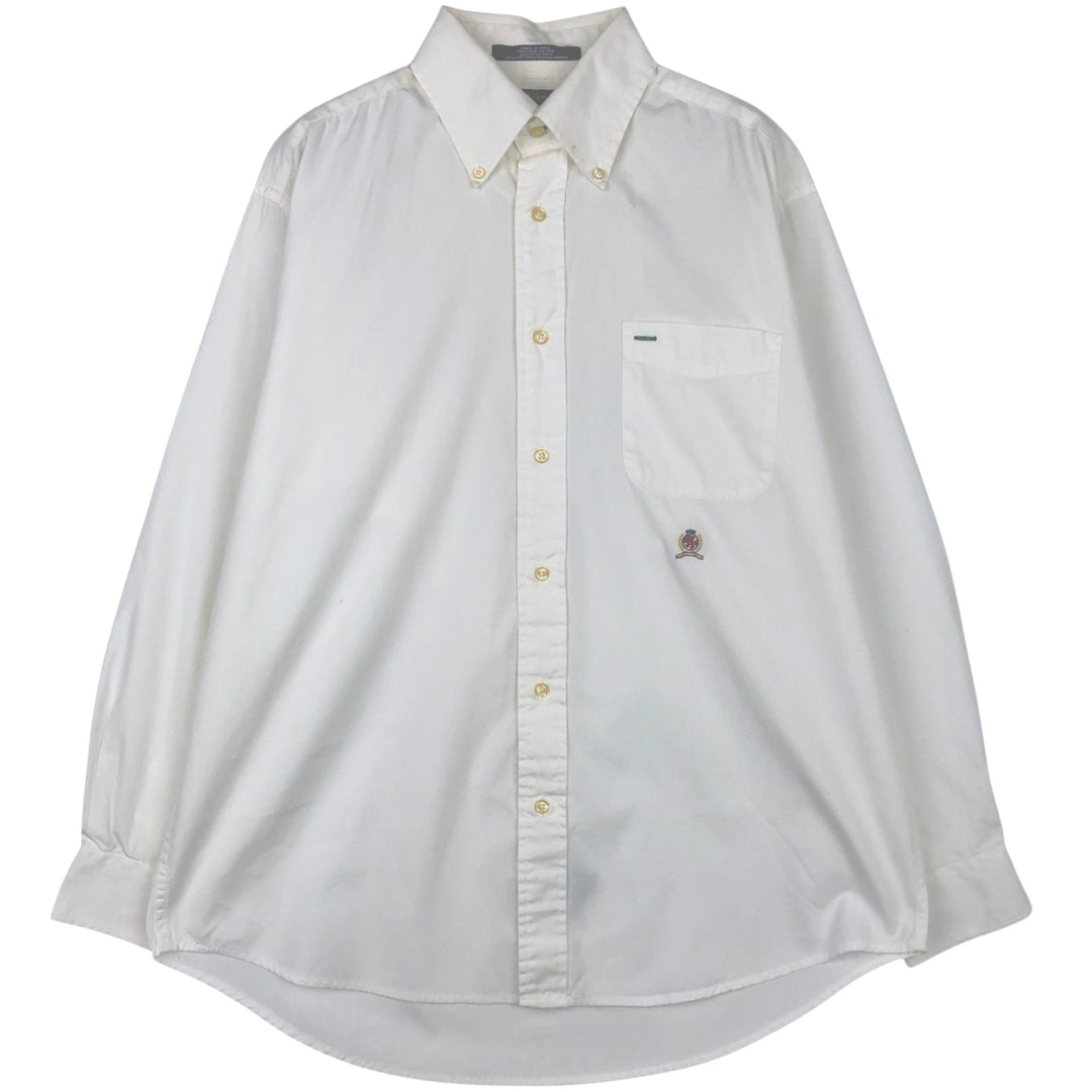 Vintage 90'S Tommy Hilfiger long-sleeved button-down shirt, size M, men's cotton white type Vintage Second Hand