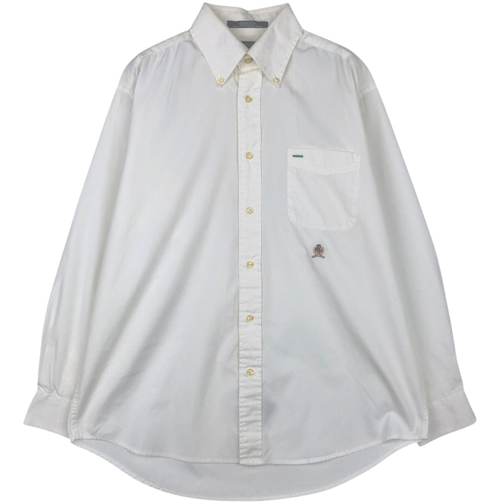 Vintage 90'S Tommy Hilfiger long-sleeved button-down shirt, size M, men's cotton white type Vintage Second Hand