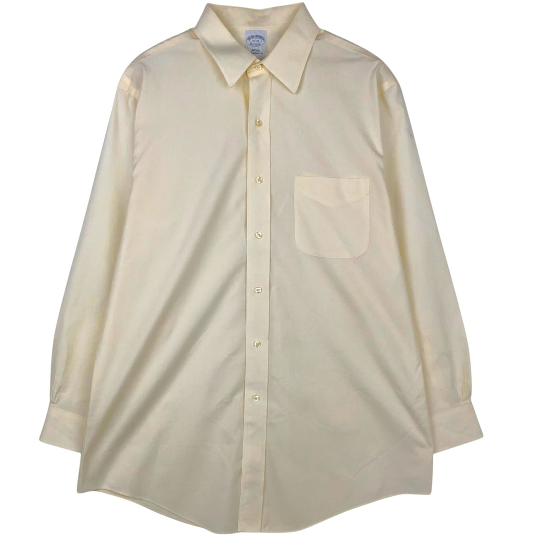 Brooks Brothers Est.1818 Slim Fit Long-Sleeve Cotton Shirt, Men's Size L (approx.) cotton unbleached Vintage Second Hand