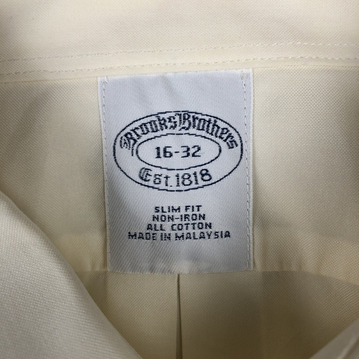 Brooks Brothers Est.1818 Slim Fit Long-Sleeve Cotton Shirt, Men's Size L (approx.) cotton unbleached Vintage Second Hand