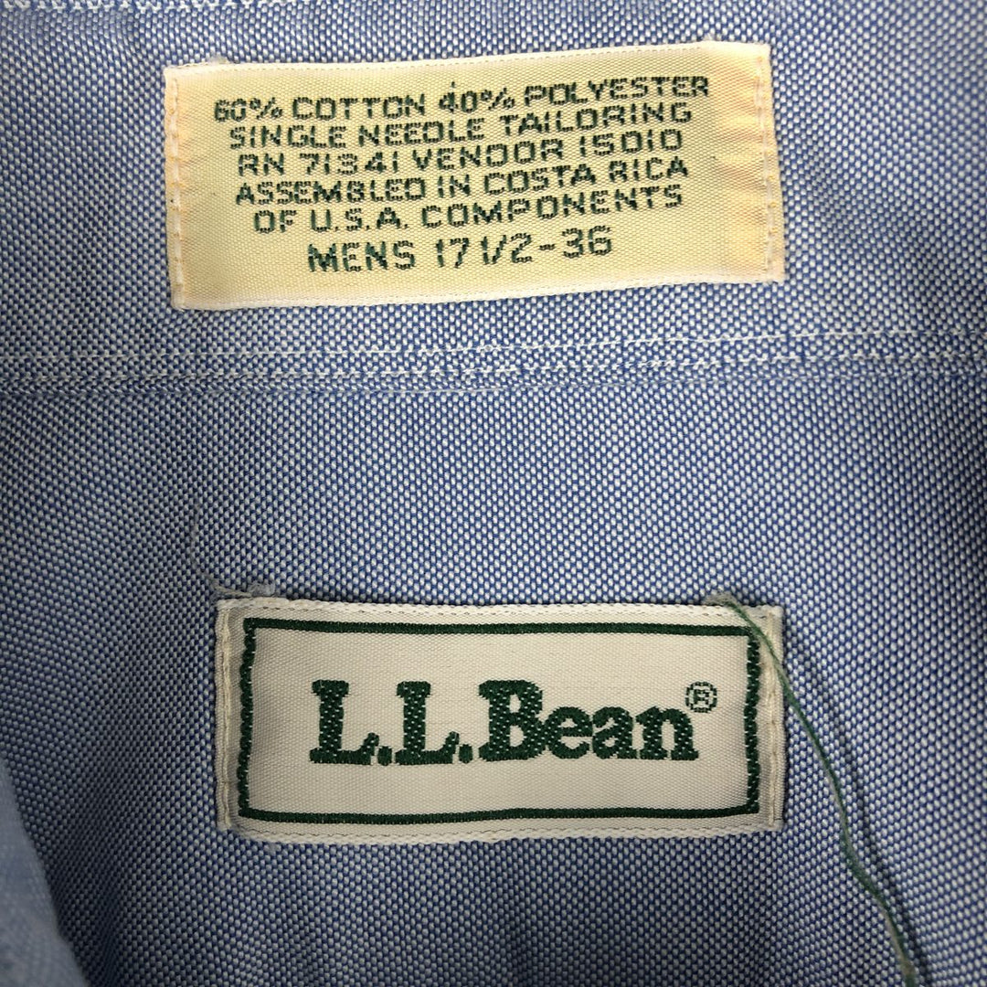 Vintage LLBean long-sleeved button-down check shirt from the 1990s, men's size XL. cotton Blue type light blue Vintage Second Hand