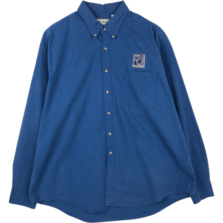 Vintage 1990'S LLBean long-sleeved button-down check shirt, made in Canada, men's size XL equivalent. cotton blue type Vintage Second Hand