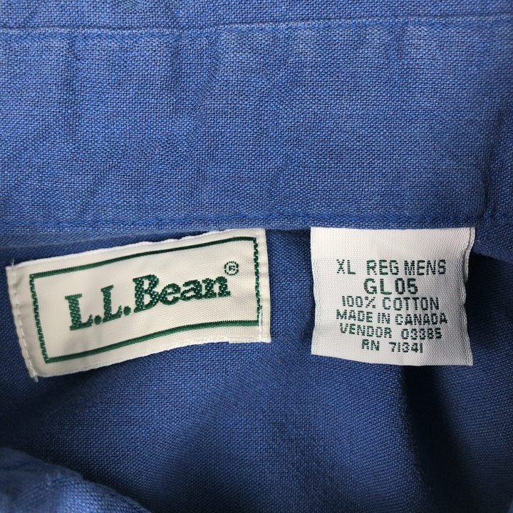 Vintage 1990'S LLBean long-sleeved button-down check shirt, made in Canada, men's size XL equivalent. cotton blue type Vintage Second Hand