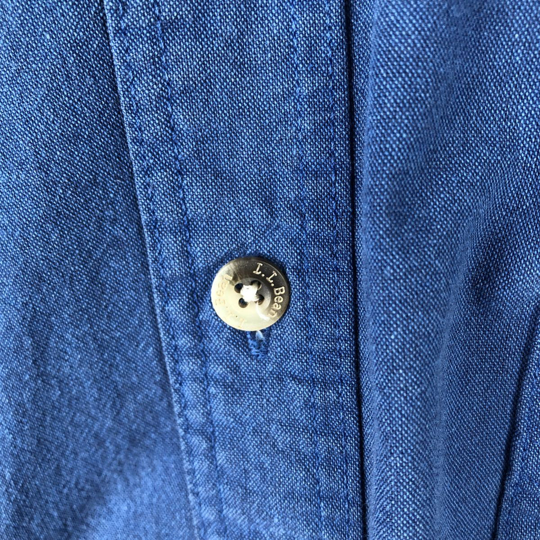 Vintage 1990'S LLBean long-sleeved button-down check shirt, made in Canada, men's size XL equivalent. cotton blue type Vintage Second Hand